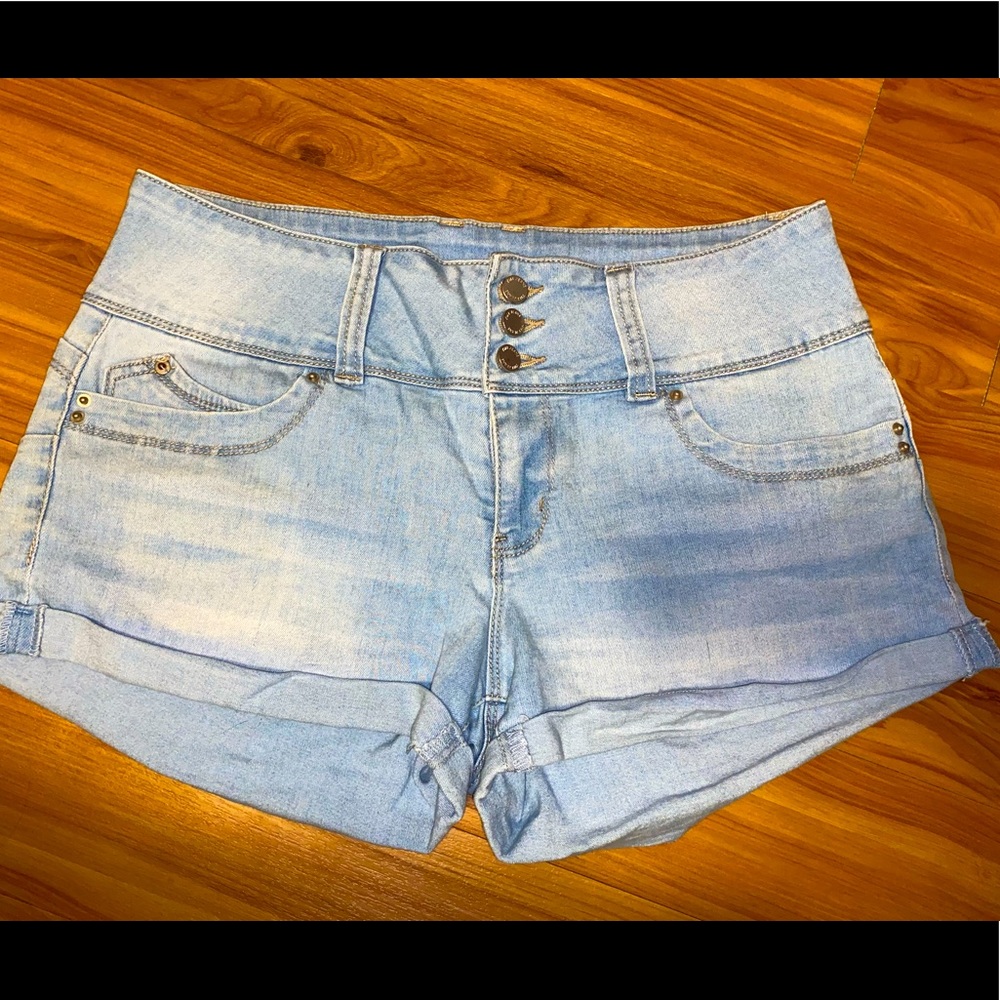 Light-wash jean shorts